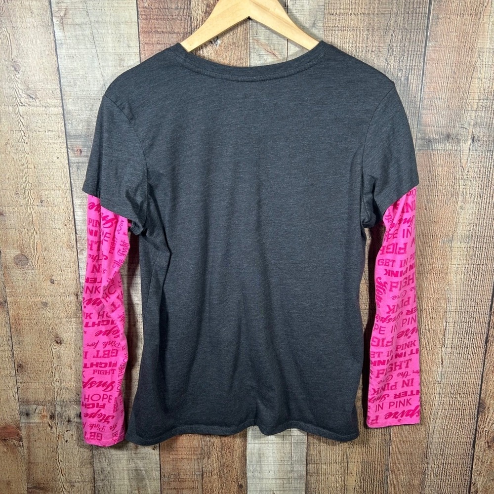 Susan G Komen Fearless Pink Ribbon Long Sleeve Layered T Shirt Womens XL - Picture 5 of 5